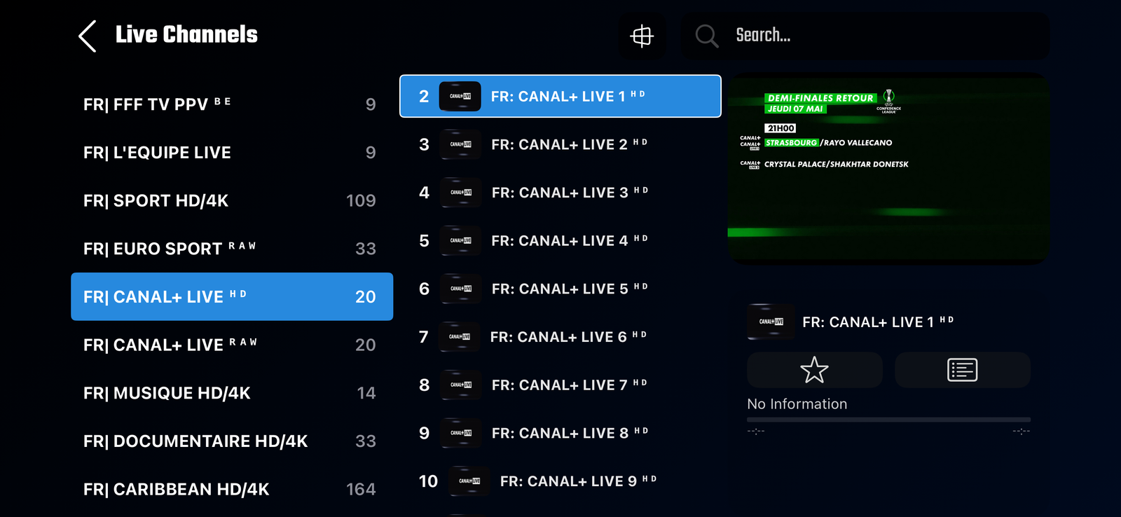 Nvidia Shield TV Pro avec abonnement IPTV - Interface utilisateur
