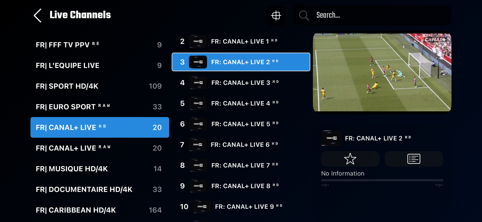 Amazon Fire TV Stick avec abonnement IPTV - Interface utilisateur
